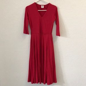 Red midi length dress